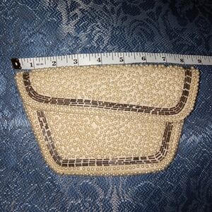 Vintage 1960's Faux Pearl Beaded Clutch Purse Small Delicate Beaded